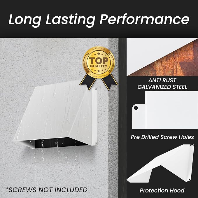 10" x 5" White Galvanized Steel Vent Cover - Image 3