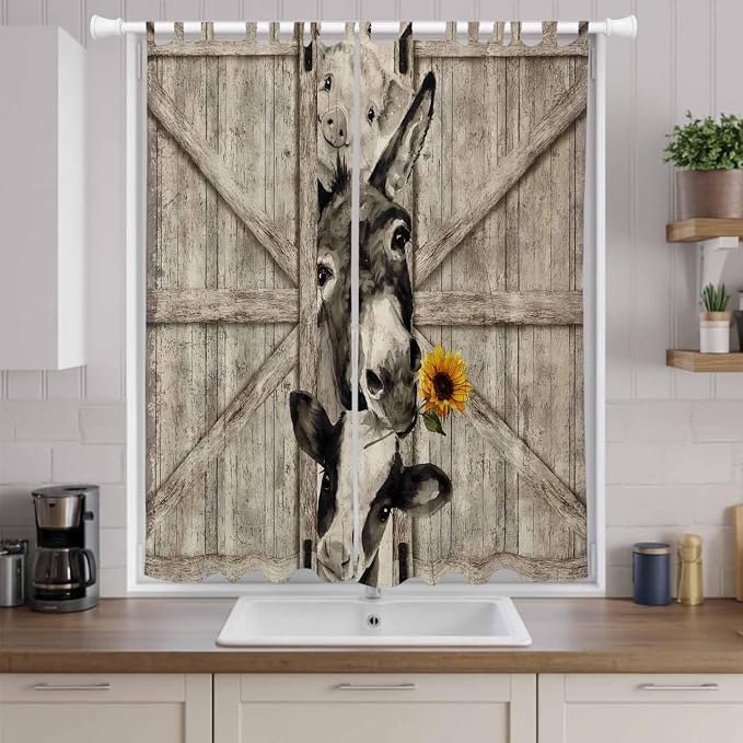 Funny Farm Animals Living Room Curtains 84 Inch Length, Window Curtains Tab Top - Image 9