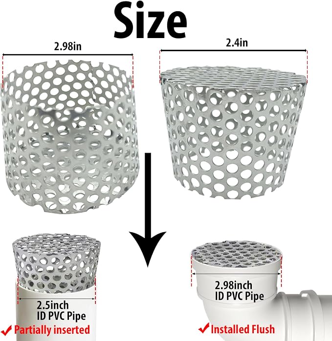 PVC Termination Vent Mesh Cover, 2.4in to 2.98in Stainless Steel Mesh Screen - Image 2