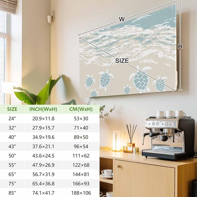 Oceans Beaches Sea Turtles Indoor TV Cover, Elastic TV Screen Protector - Image 3