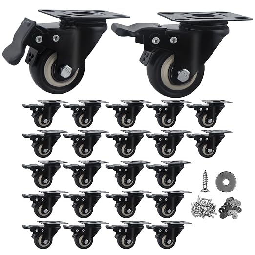 2 Inch Caster Wheels Set of 24 Heavy Duty Casters, by Htudcoue