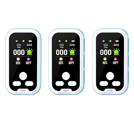 3 Pack 5-in-1 Plug in Air Quality Detectors, HD Display Temp Humidity Detector by Unknown