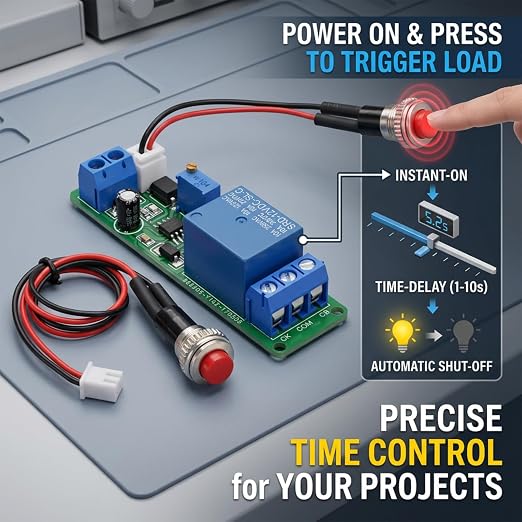 Timer Relay Module, DC 12V Adjustable Timer Delay Turn Off Module Timing Relay - Image 5