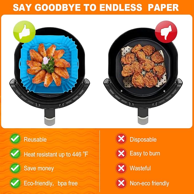 Boribim 2 PCS Square Silicone Air Fryer Liners - Image 3