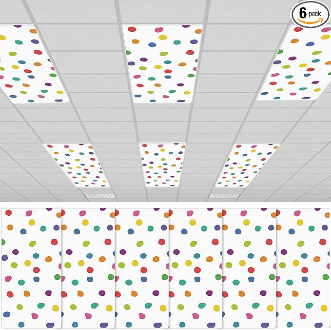 6Pcs Classroom Light Covers for Fluorescent Lights, Magnetic 2x4 FT Ceiling by Hallswl