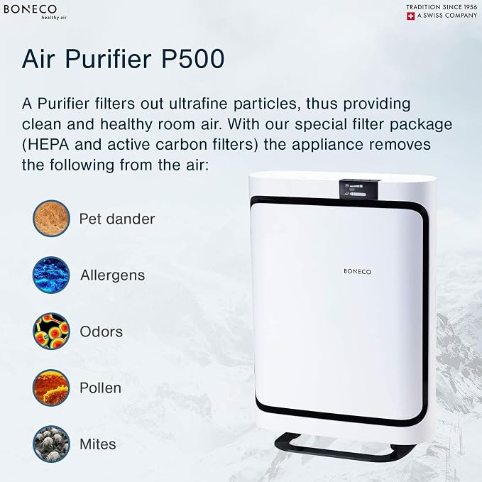 BONECO Air Purifier with HEPA, Remote Control, Fast Air Purification, and - Image 2