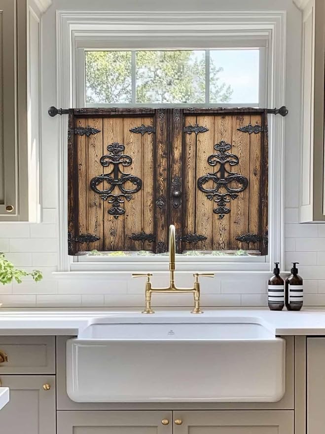 Sheer Curtains 45 Inch Length, Barn Door Semi Sheer Curtains Light Filtering - Image 3
