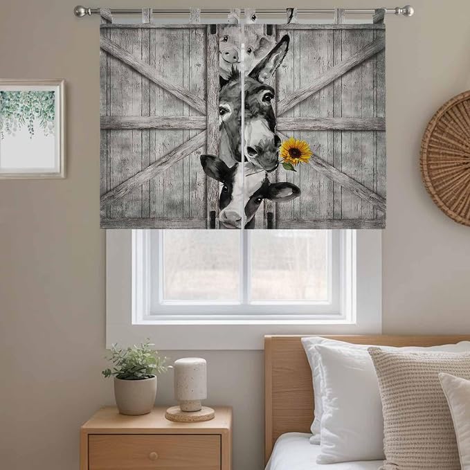 Funny Farm Animals Bedroom Curtains 63 Inch Length, Window Curtains Tab Top - Image 9