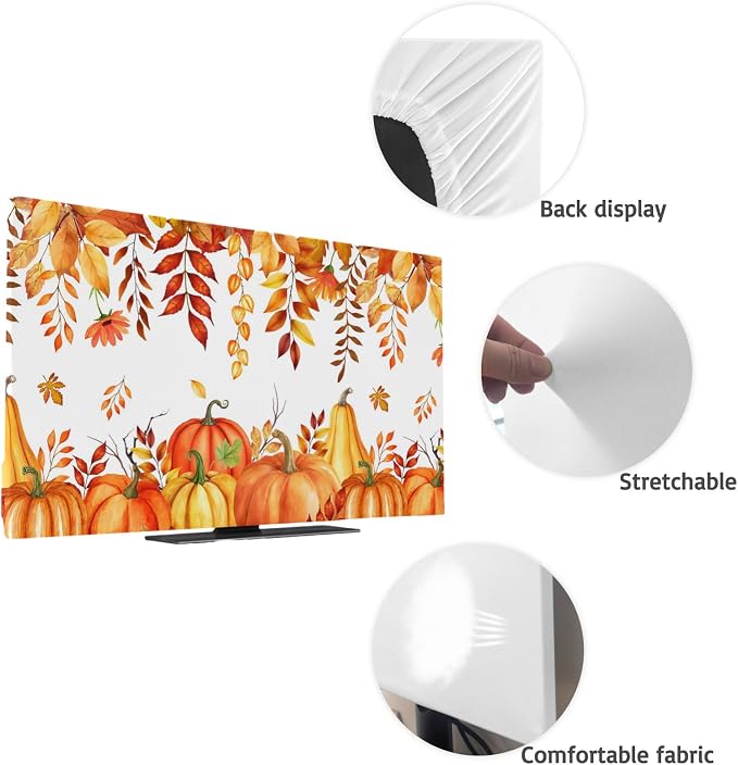 Thanksgiving Pumpkin Autumn Leaf Indoor TV Cover, Elastic TV Screen Protector - Image 7