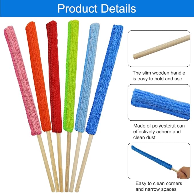 12 PCS Microfiber Detail Duster Sticks, Mini Duster Crevice Cleaning Tool - Image 3