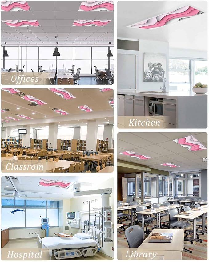 Yukro 1 Pack Pink Ombre Fluorescent Light Covers Pink Gray Gradient Abstract - Image 5