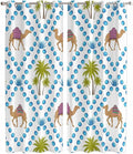 2 Panel Kitchen Cafe Curtains, Camels Palm Trees Sunlight Filtering Nature Air by Hokiten