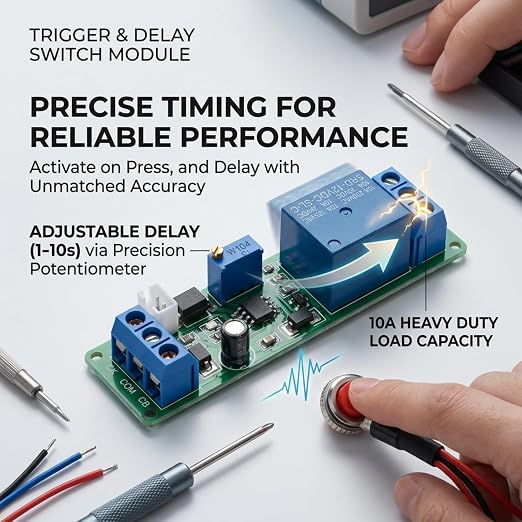 Timer Relay Module, DC 12V Adjustable Timer Delay Turn Off Module Timing Relay - Image 2