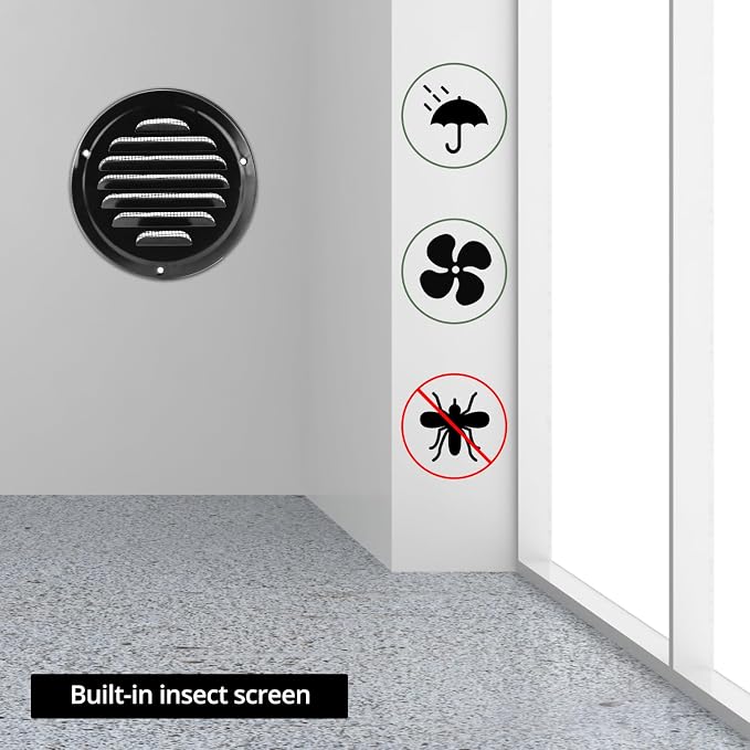 QWORK 4" Black Soffit Vent Cover - Image 7