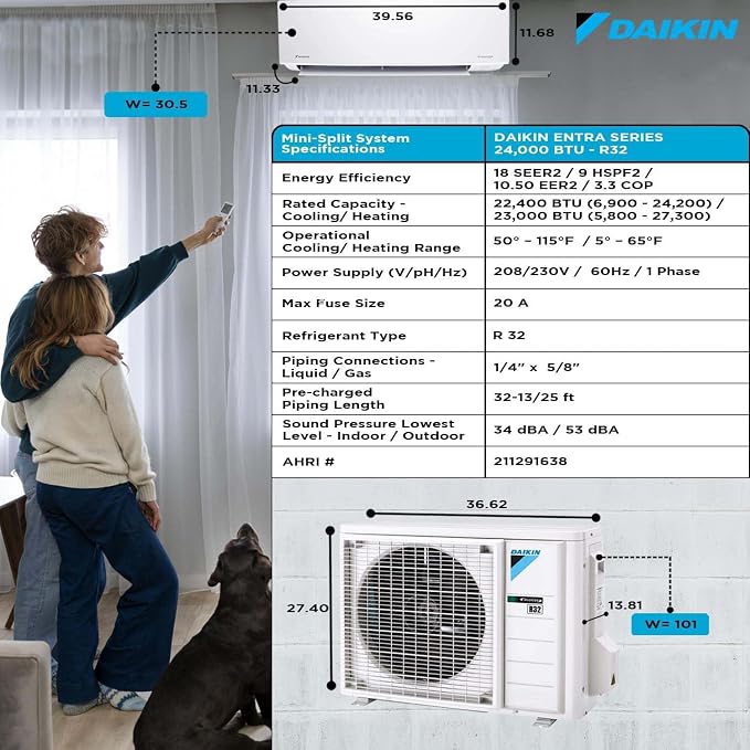 Daikin 24, 000 BTU 18 SEER2 Entra R32 Series Ductless Mini Split - Image 5