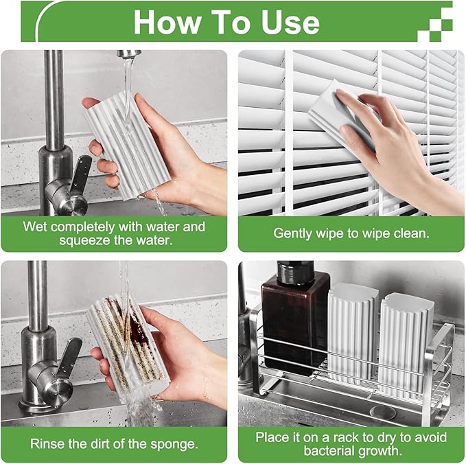 Jeymei 2-Pack Damp Clean Duster Sponge, Sponge Cleaning Brush, Duster - Image 3