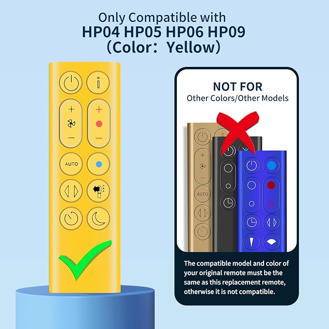 Replacement Remote Control for Dyson HP04 HP05 HP06 HP09 Fans-Yellow | - Image 3