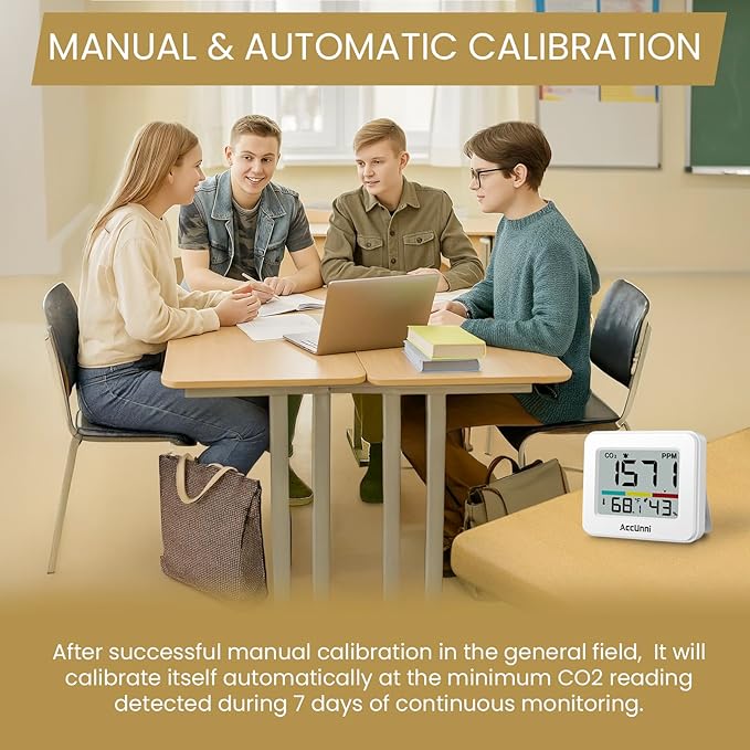 CO2 Monitor Air Quality Monitor Indoor Battery Powered, Portable Temperature - Image 6