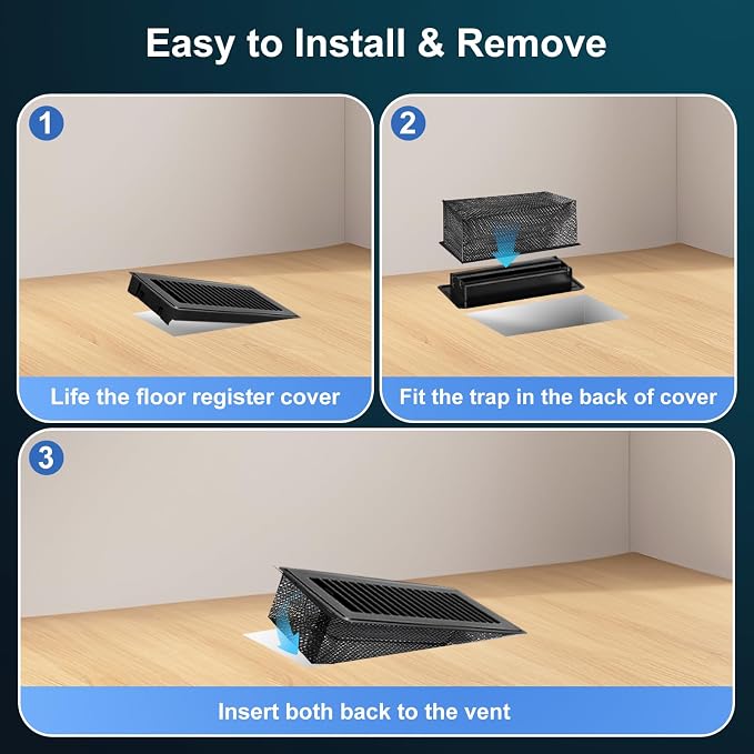 Floor Register Cover Trap, 4 x 10 Inch Floor Air Vent Cover Screen - Image 6