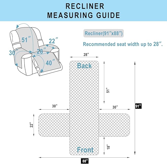 Recliner Chair Covers Reversible Sofa Cover Couch Cover for Pets Lazy Boy Furniture Protector(28''Recliner,Chocolate/Chocolate)