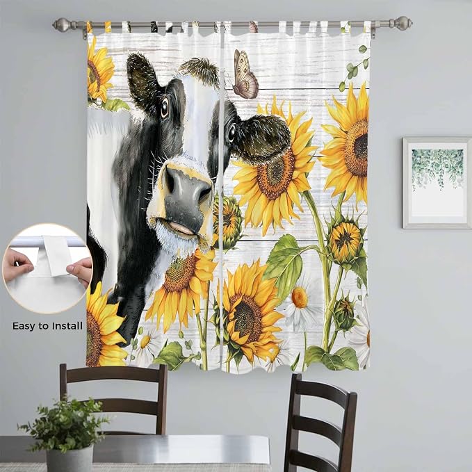 Retro Farmhouse Floral Living Room Curtains 96 Inch Length, Window Curtains Tab - Image 4