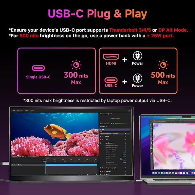 kksmart Portable Monitor for Laptop MacBook Surface PC Xbox PS5, Travel Monitor - Image 4