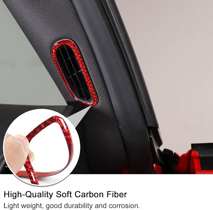 PIUGILH Carbon Fiber A-Pillar Air Vent Outlet Frame Panel Cover Trim Interior - Image 2