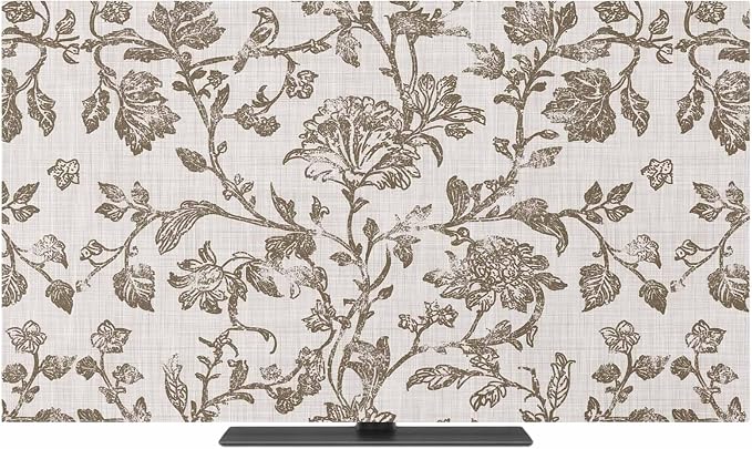 Vintage Farm Flower Leaves Sketch Indoor TV Cover, Elastic TV Screen Protector by Unknown