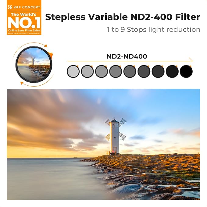 K&F CONCEPT 72mm Ultra-Low Reflectivity Putter Variable ND Filter ND2-ND400 28 - Image 2