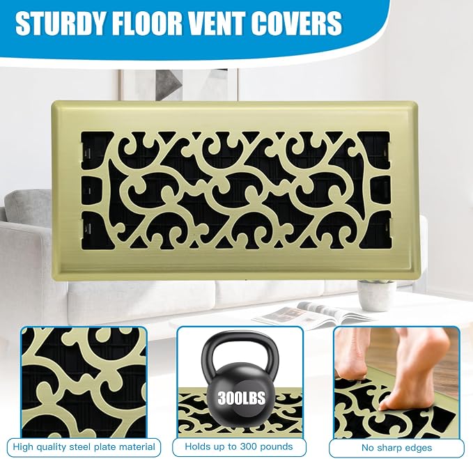 4X10 Inch Metal Floor Register Vent Covers - Image 2