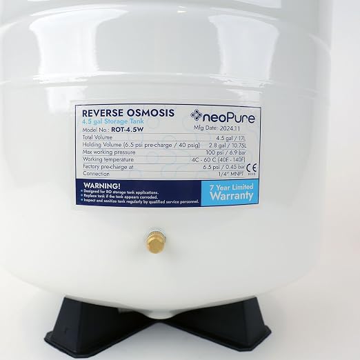 Neo-Pure 4.5 Gallon Reverse Osmosis Water Storage Tank – White Powder-Coated - Image 6