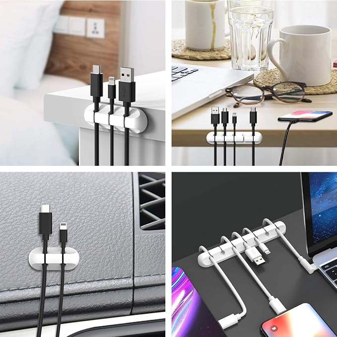 INCHOR Cord/Cable Organizer White Cord Holder, Wire Organizer USB Cable - Image 7