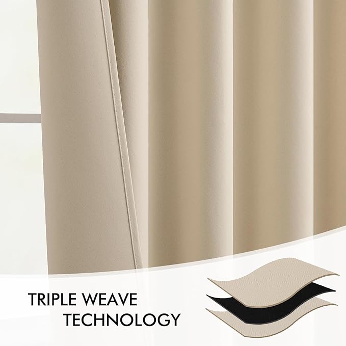 MIULEE Cream Beige Back Tab Light Blocking Curtains 78 Inch Length 2 Panels Set for Living Room Bedroom Privacy, Rod Pocket/Pinch Pleat Thermal Insulated Room Darkening Pleated Blackout Drapes