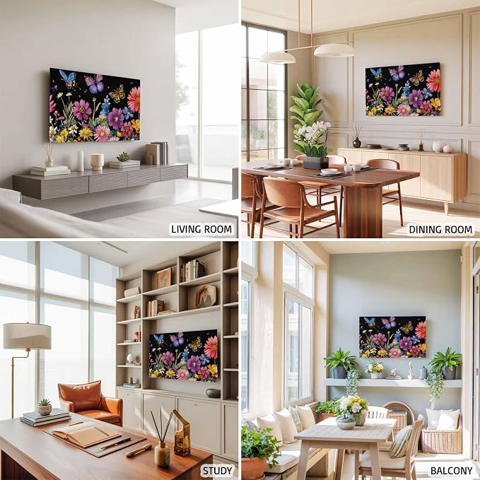 Watercolor Flowers Butterfly Countryside Plant Indoor TV Cover, Elastic TV - Image 5