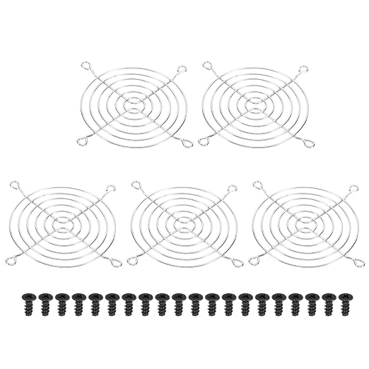PATIKIL 92mm Fan Grill with Screws, 5 Pack Chrome Plated Iron Frame Ventilator by PATIKIL