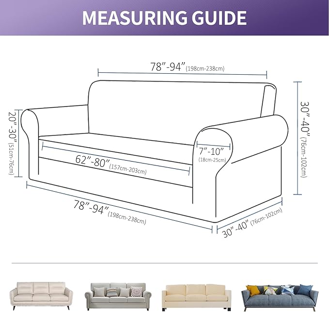 Joccun Stretch Couch Cover Slipcovers, 1-Piece Sofa Covers for 3 Cushion Couch Spandex Jacquard Washable Furniture Protector Cover for Living Room,Kids,Pets(Sofa,Gray)