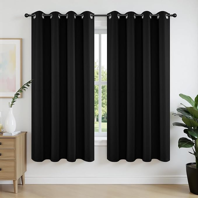 Joydeco Blackout Curtains 72 Inch Length 2 Panels Set, Thermal Insulated Long Drapes 2 Burg, Room Darkening Grommet Curtains for Living Room Bedroom Window