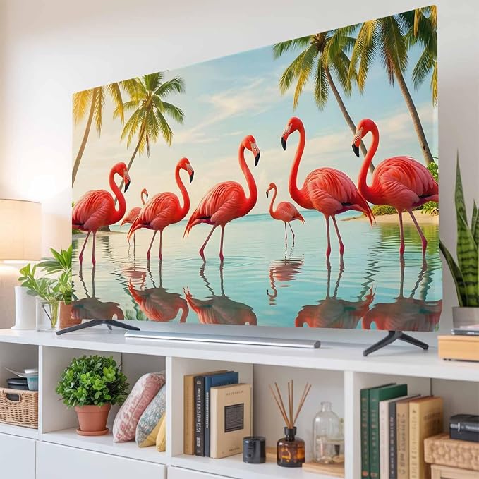 Summer Tropical Pink Flamingos Indoor TV Cover, Elastic TV Screen Protector - Image 6