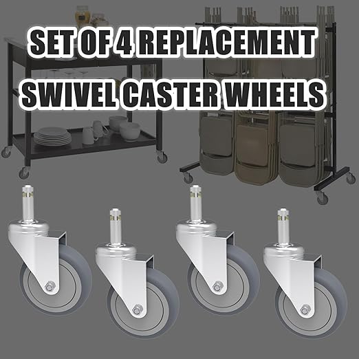 RILIDRI 3-Inch Swivel Stem Caster, 7/16-Inch Stem Diameter Rubber Wheel - Image 8