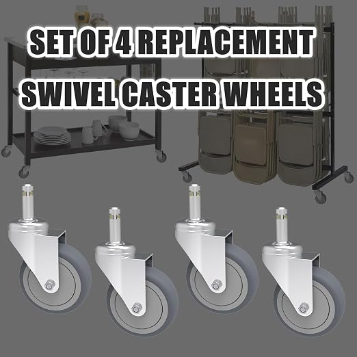 RILIDRI 4-Inch Swivel Stem Caster, 7/16-Inch Stem Diameter Rubber Wheel - Image 8