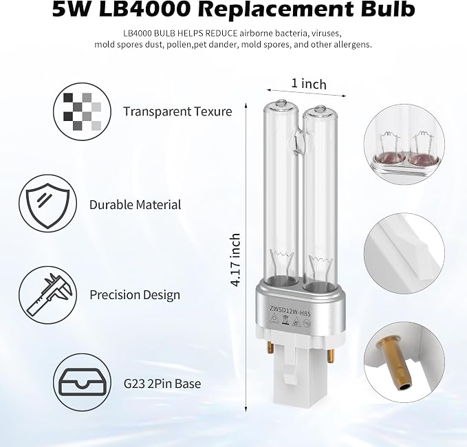 4 pack FLT4825 HEPA Replacement Filter B ＆ LB4000 Bulb - Image 3