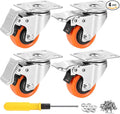 W B D WEIBIDA 2" Plate Caster Wheels Heavy Duty 600 Lbs Load Capacity Swivel by WBDWEIBIDA
