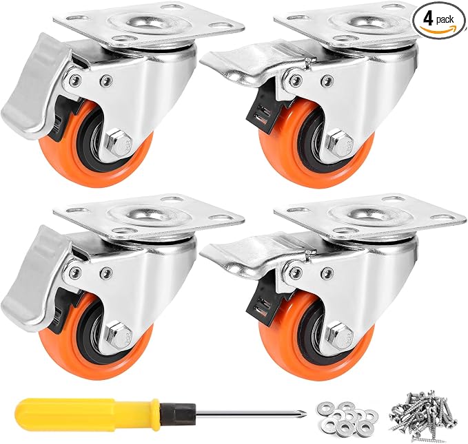 W B D WEIBIDA 2" Plate Caster Wheels Heavy Duty 600 Lbs Load Capacity Swivel by WBDWEIBIDA