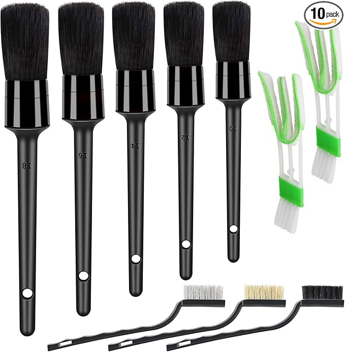HMPLL 10pcs Detailing Brush Set, Including 5 car Cleaning Brush, 3 Wire Brush by LOKEME-USDirect