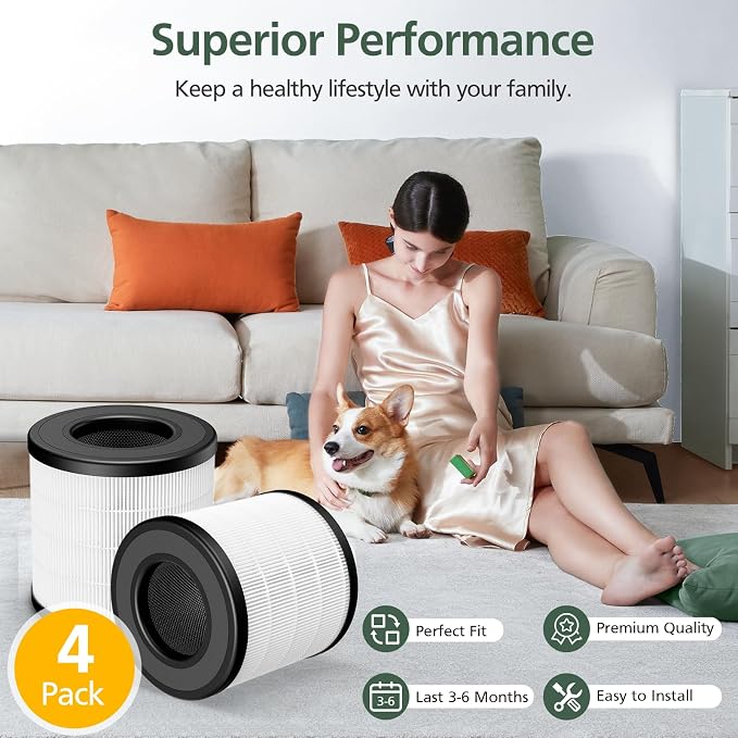 4 Pack PU-P05/AC201B HEPA Replacement Filter Compatible - Image 7