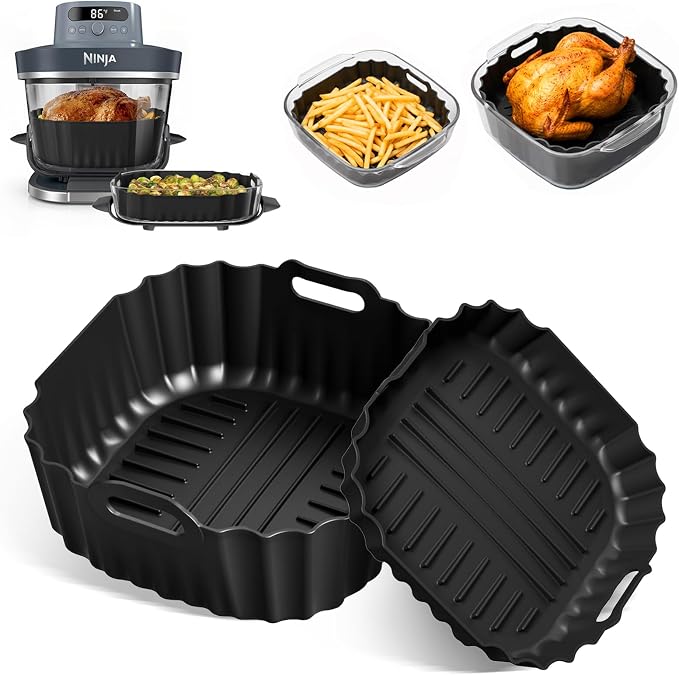 Silicone Air Fryer Liners 2 Pack, Reusable Non-Stick Square Liners Compatible by Eptchn