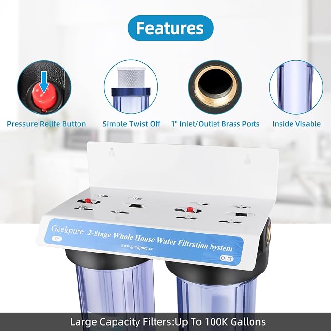 Geekpure 2 Stage Whole House Water Filter System - Image 3