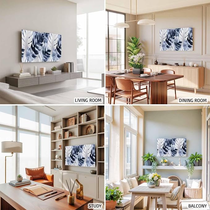 Farmhouse Blue Gray Leaf Indoor TV Cover, Elastic TV Screen Protector - Image 5