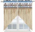Western Horse Swag Valances for Windows, Farmhouse Wooden Grain Vintage Cowboy by Unknown