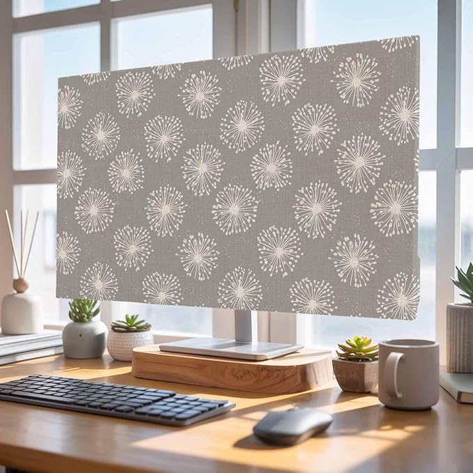 Abstract Dandelion on Grey Indoor TV Cover, Elastic TV Screen Protector Vintage - Image 4